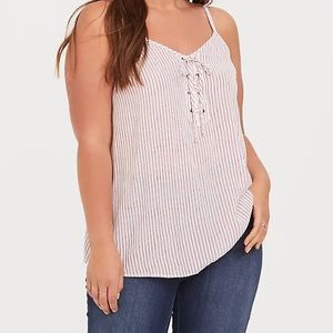 Torrid Striped Lace Up Tank Top
